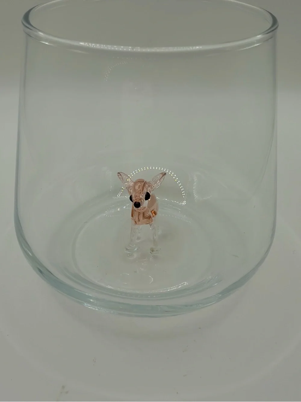 Minizoo Clear Glass Accent Vase with Pink Bambi Deer Figurine